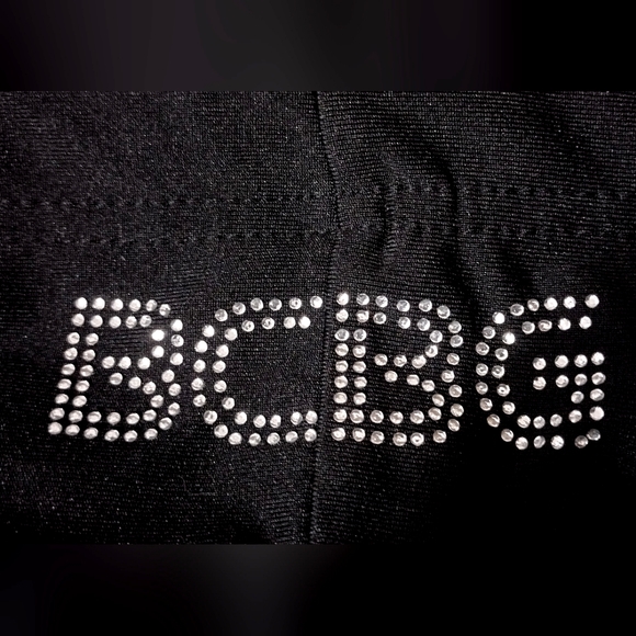 BCBG Hoodie +Black, Silver Bling & logo, ZipUp, B medallion, leather Looking,XL - Picture 9 of 11